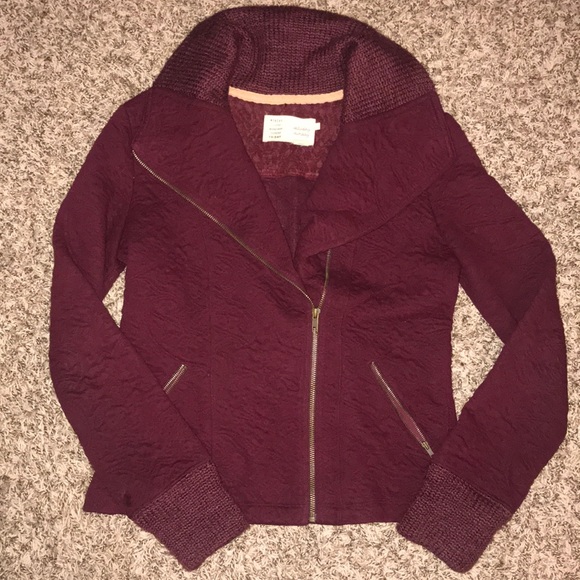 Anthropologie Jackets & Blazers - Saturday Sunday maroon zip warm sweater
